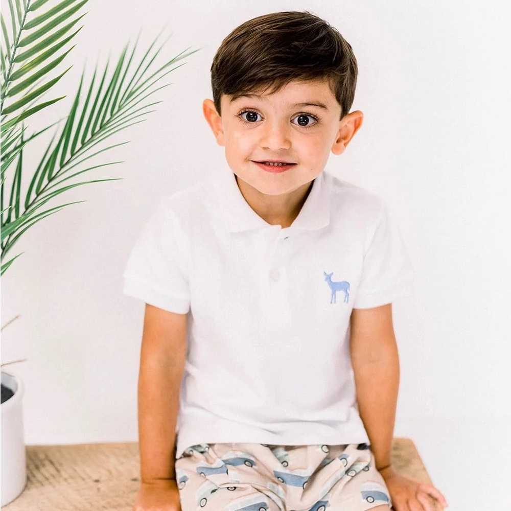 Kids mack polo in white